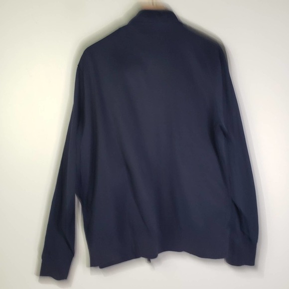 Roots Canada Full Zip Knit Sweatshirt Jacket Men's L Navy Blue Grey Embroidered - Picture 9 of 10